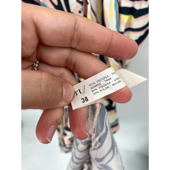 Sita Murt Multicolor Patterned Short Sleeve V-Neck Midi Dress Size 38 - Picture 8 of 8